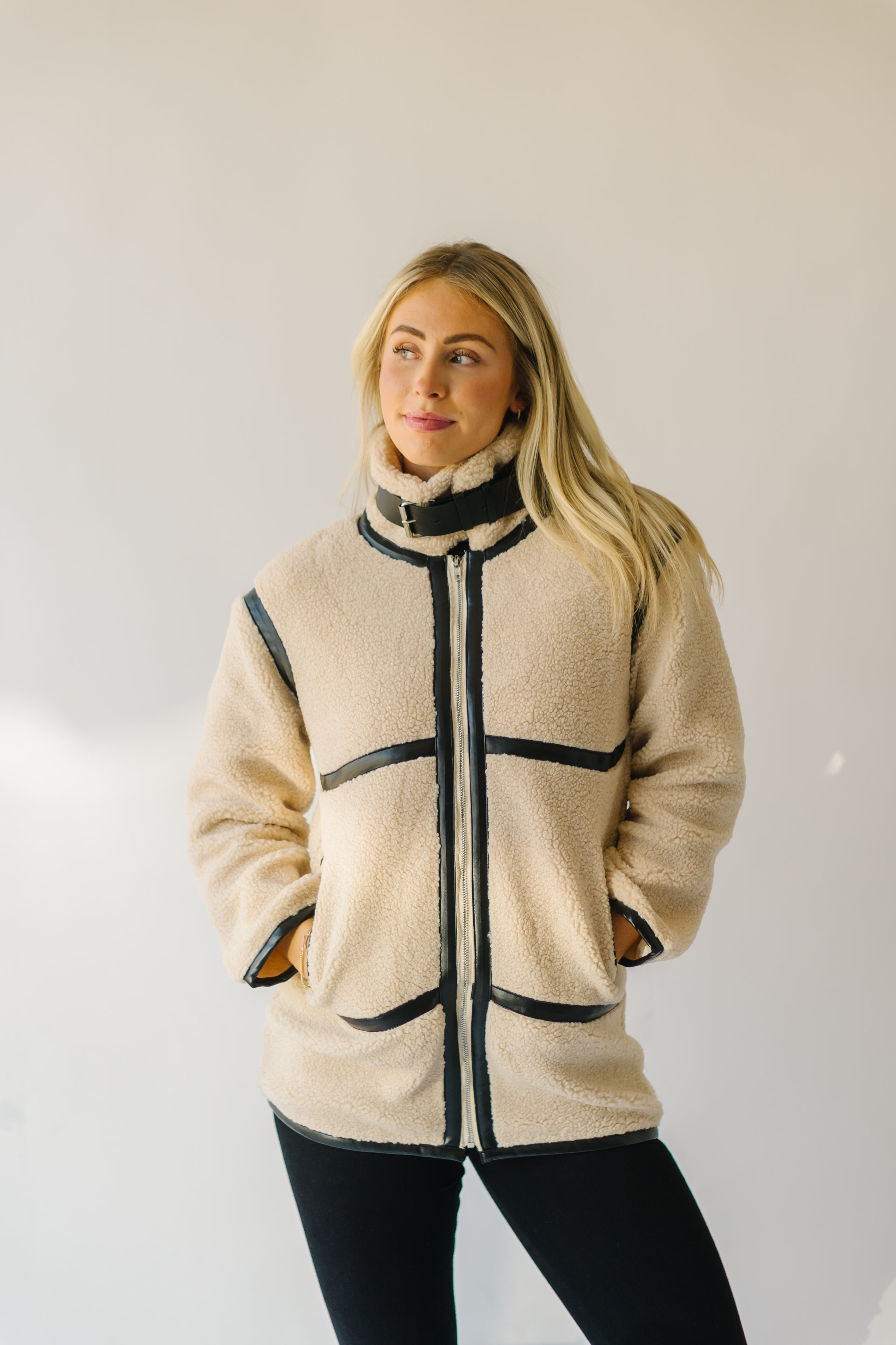 Evren Sherpa Turtleneck Jacket - Cream