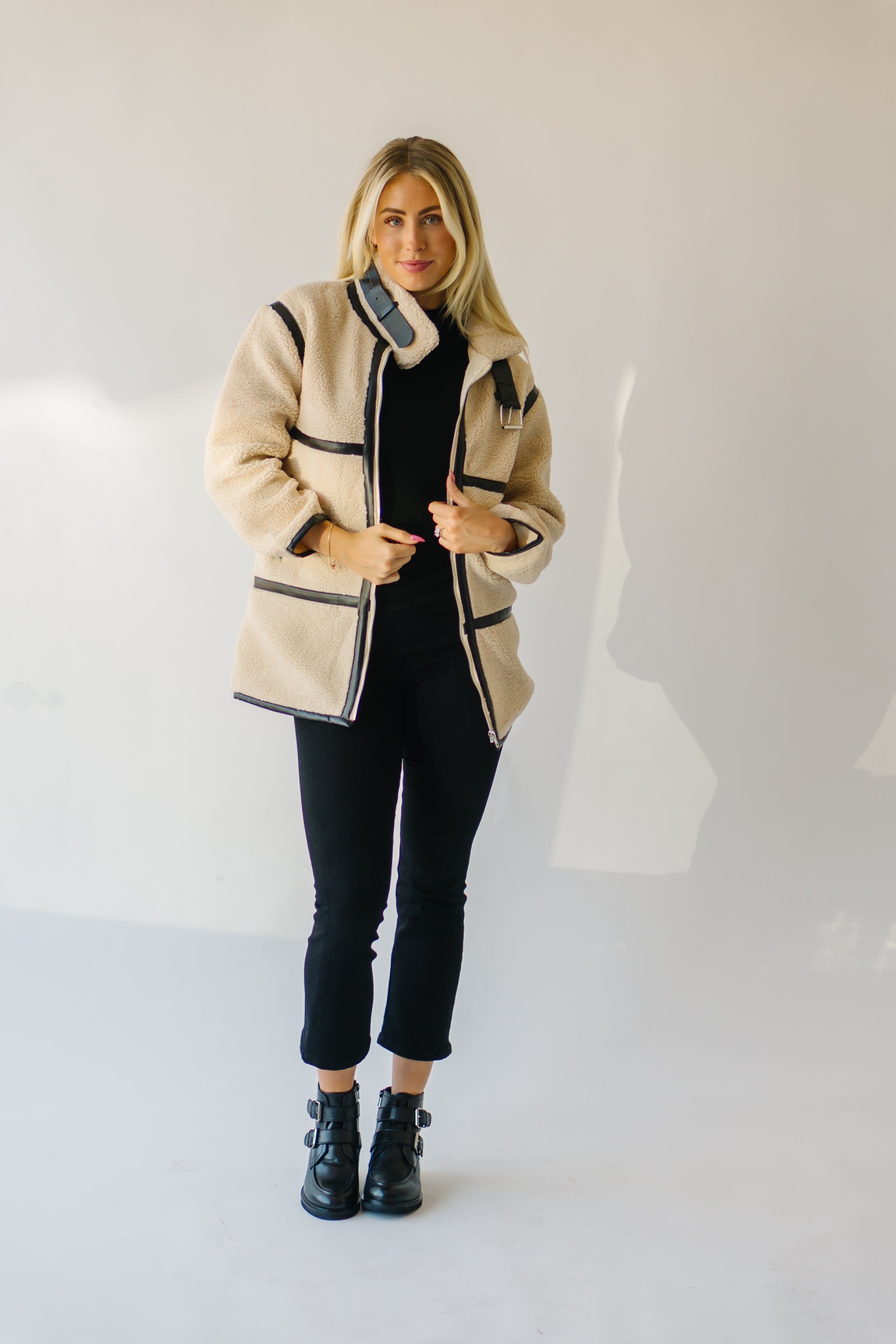 Evren Sherpa Turtleneck Jacket - Cream