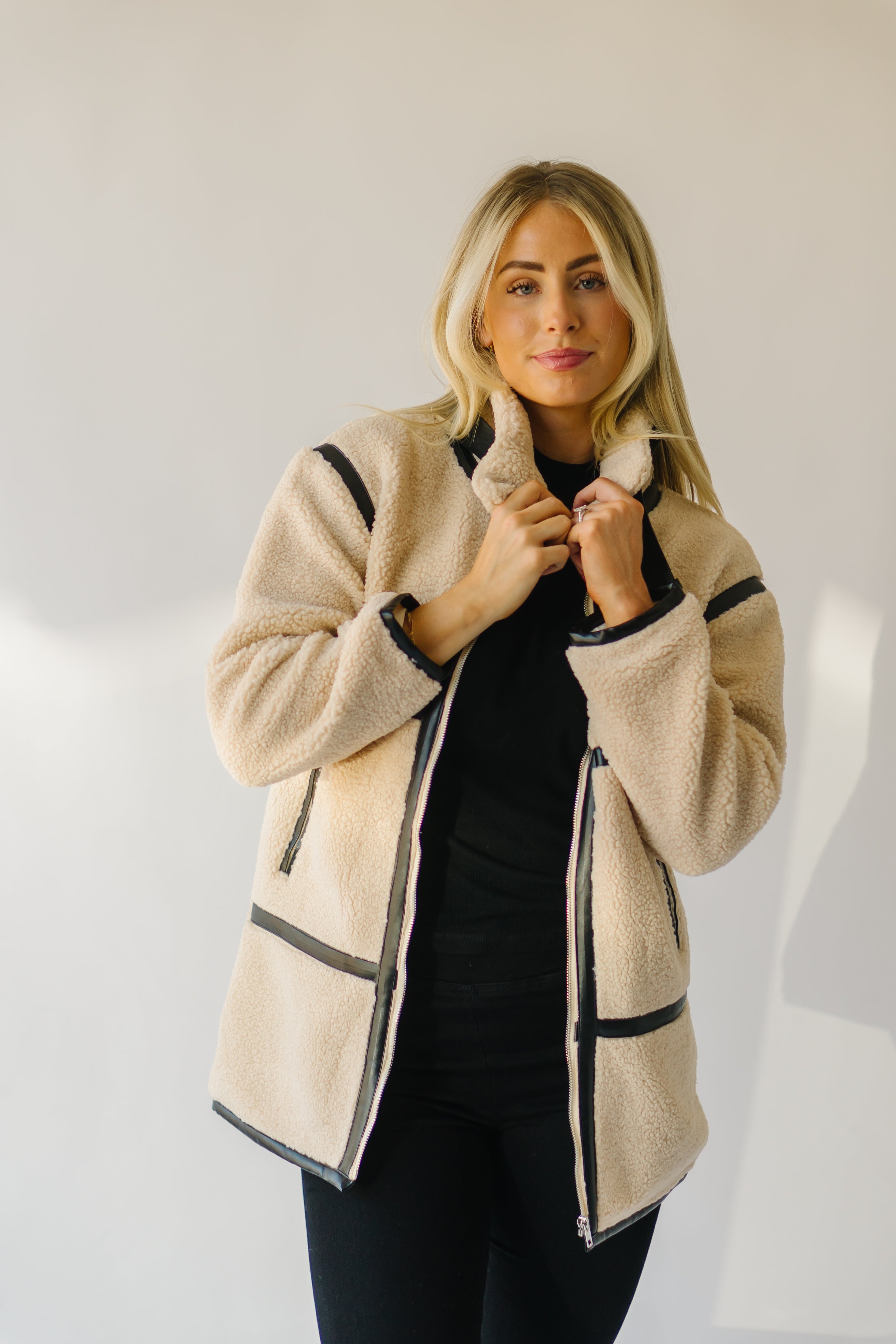 Evren Sherpa Turtleneck Jacket - Cream