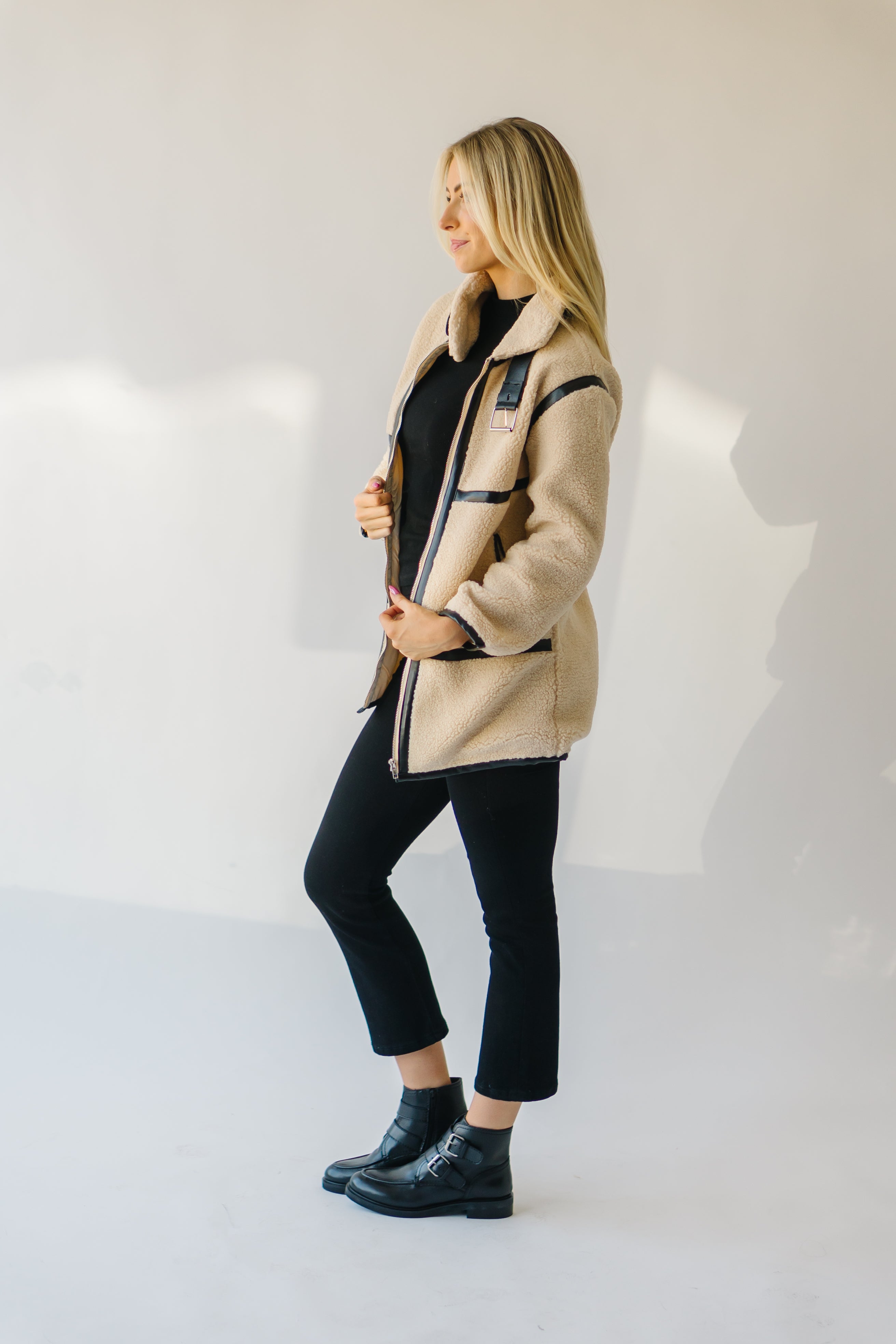 Evren Sherpa Turtleneck Jacket - Cream