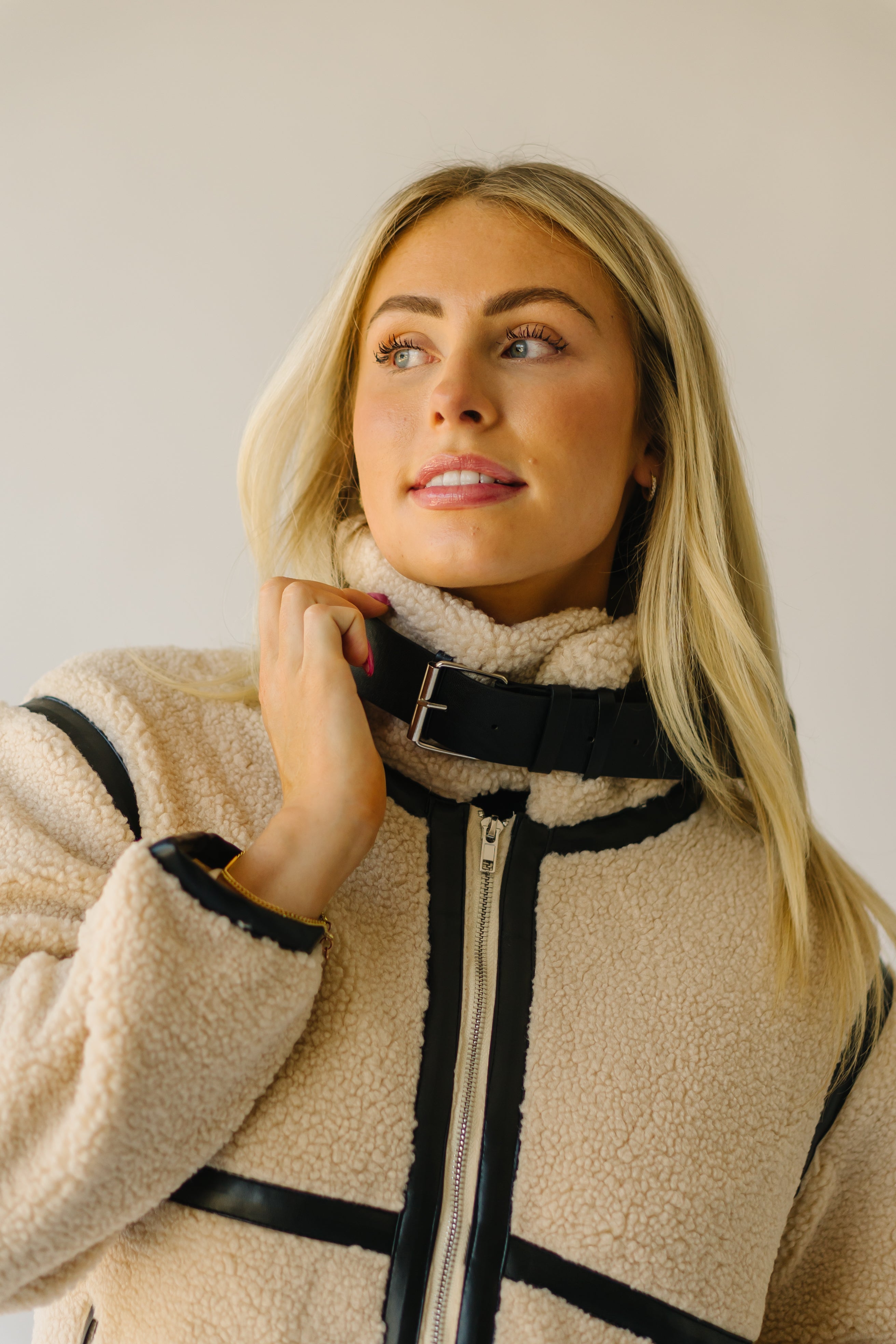 Evren Sherpa Turtleneck Jacket - Cream