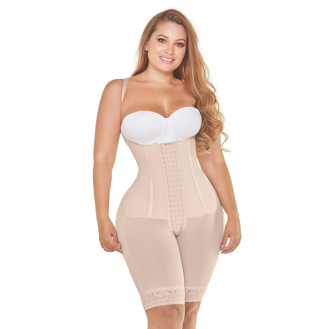 FAJAS MARIAE RA002 | Colombian Bodysuit with Open Bust | Mid-Thigh Girdle with Butt Lifter | POWERNET