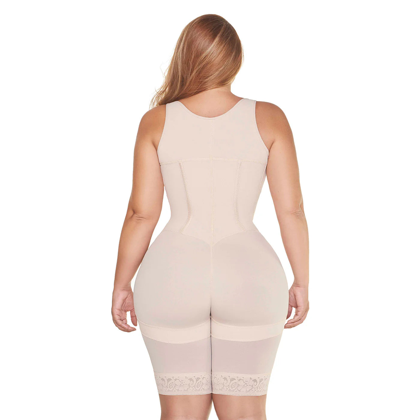 FAJAS MARIAE RA002 | Colombian Bodysuit with Open Bust | Mid-Thigh Girdle with Butt Lifter | POWERNET