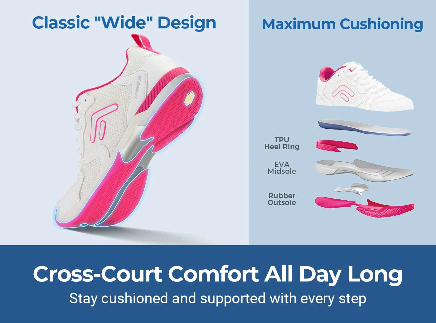 FitVille Women's Amadeus Court Shoes V4 - Tennis & Pickleball