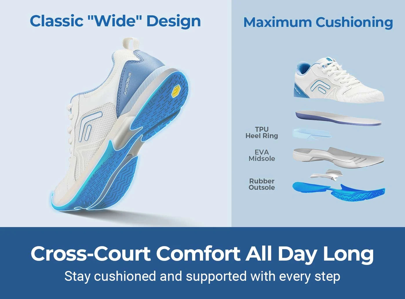 FitVille Women's Amadeus Court Shoes V6: Tennis & Pickleball