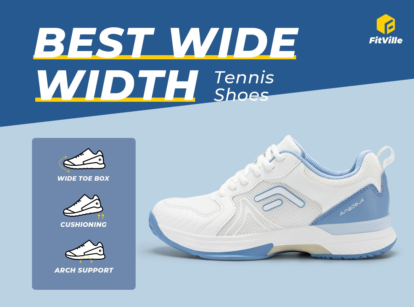 FitVille Women's Amadeus Court Shoes V6: Tennis & Pickleball