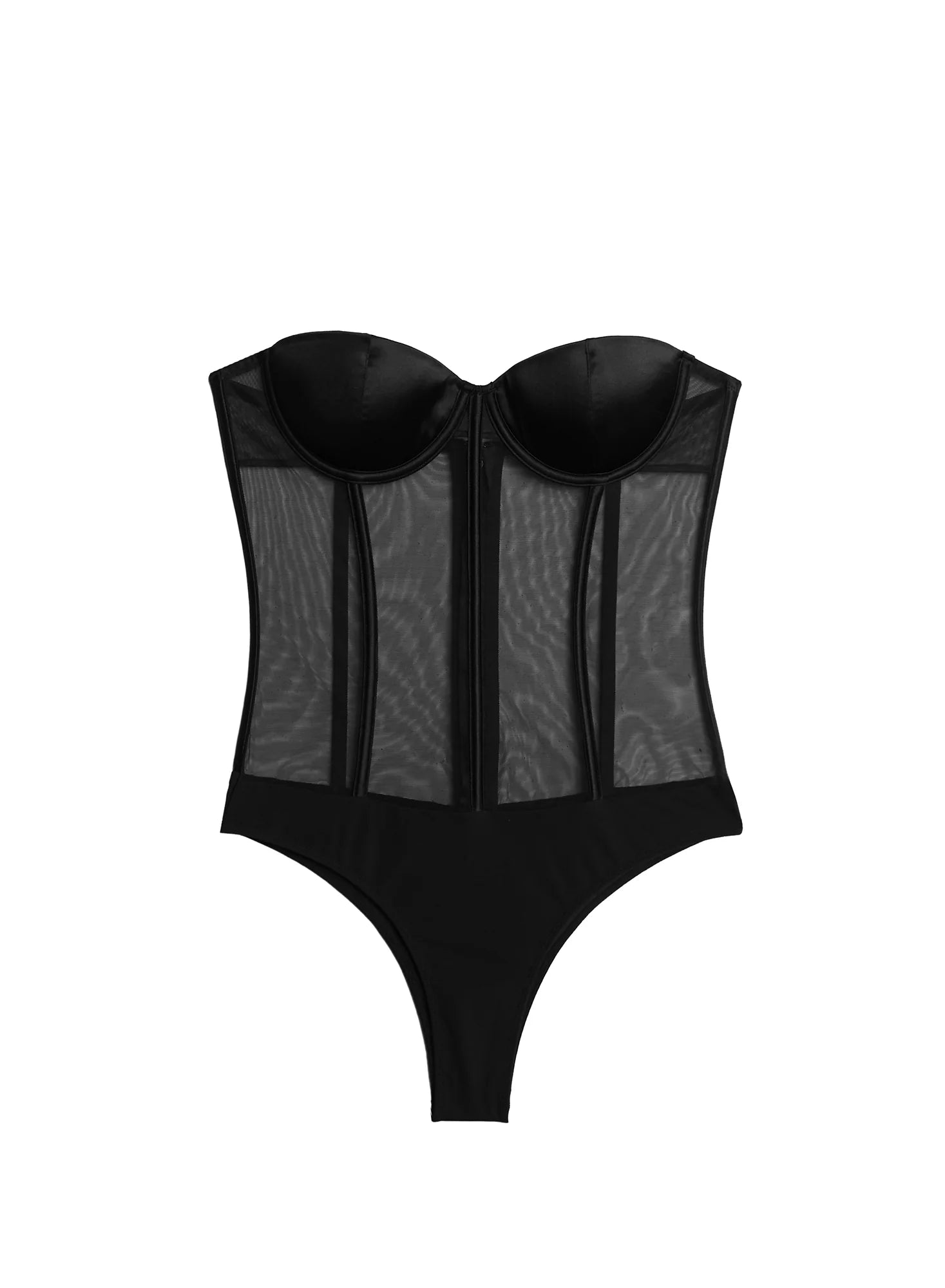 Fleur du Mal Silk Mesh Bodysuit Black