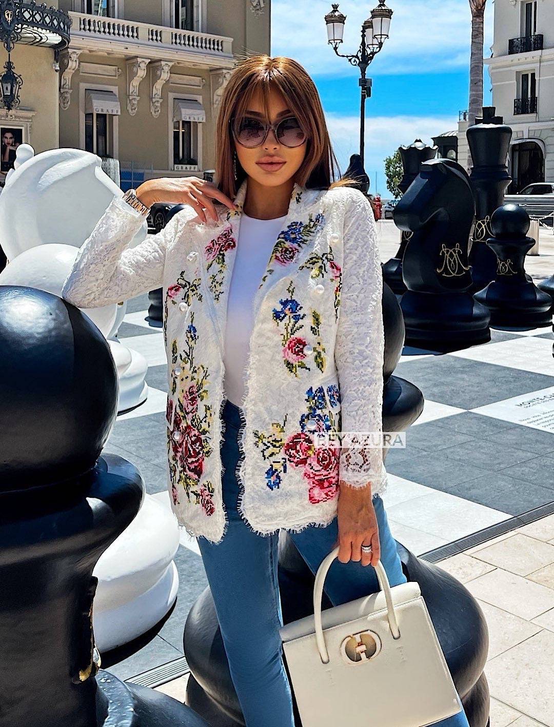 Flower Lace Embroidered Blazer