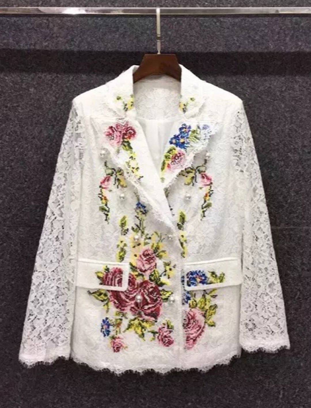 Flower Lace Embroidered Blazer