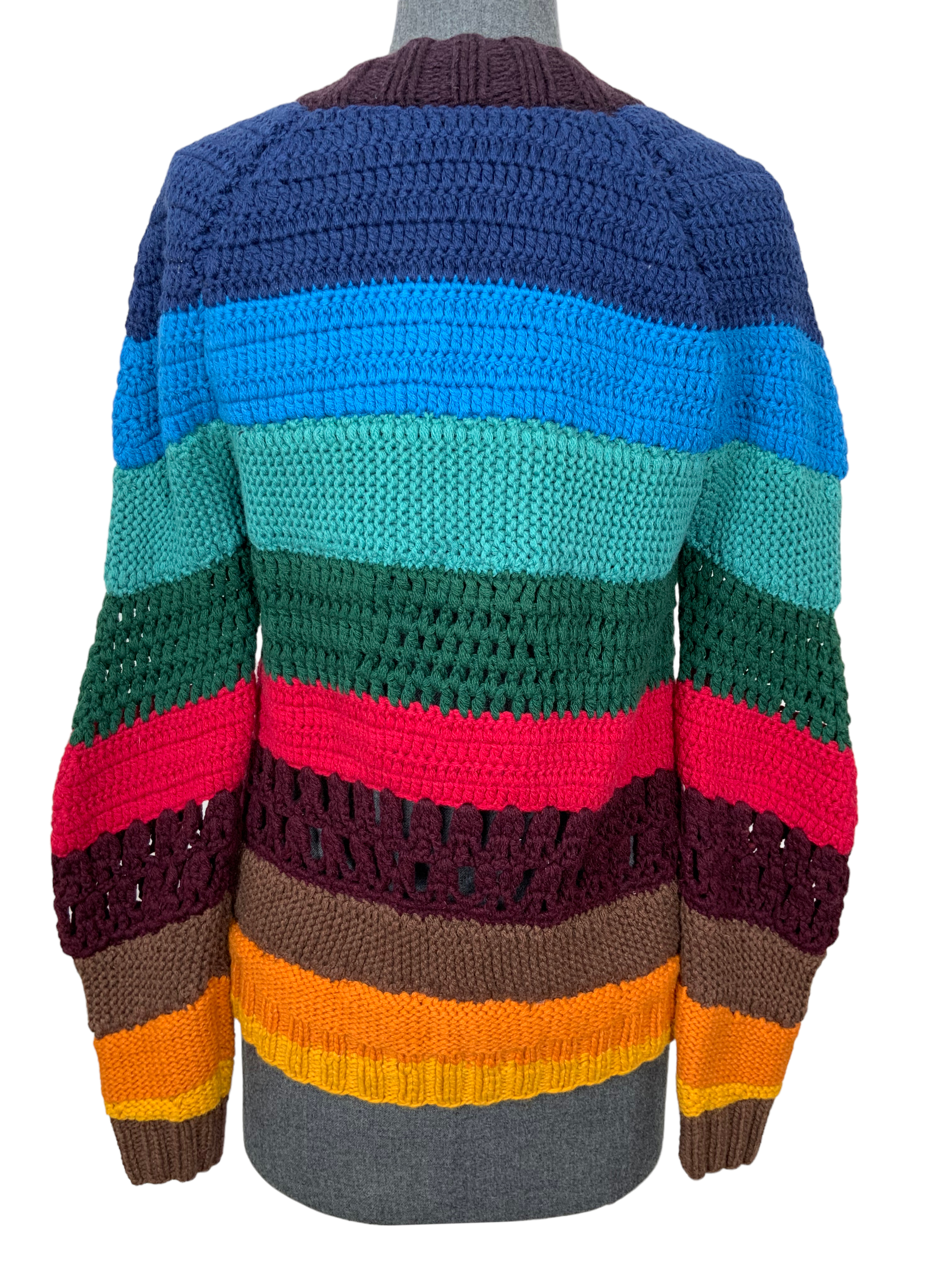 Gabriela Hearst Latifi Sweater S Size in Color-Block Crocheted Cashmere