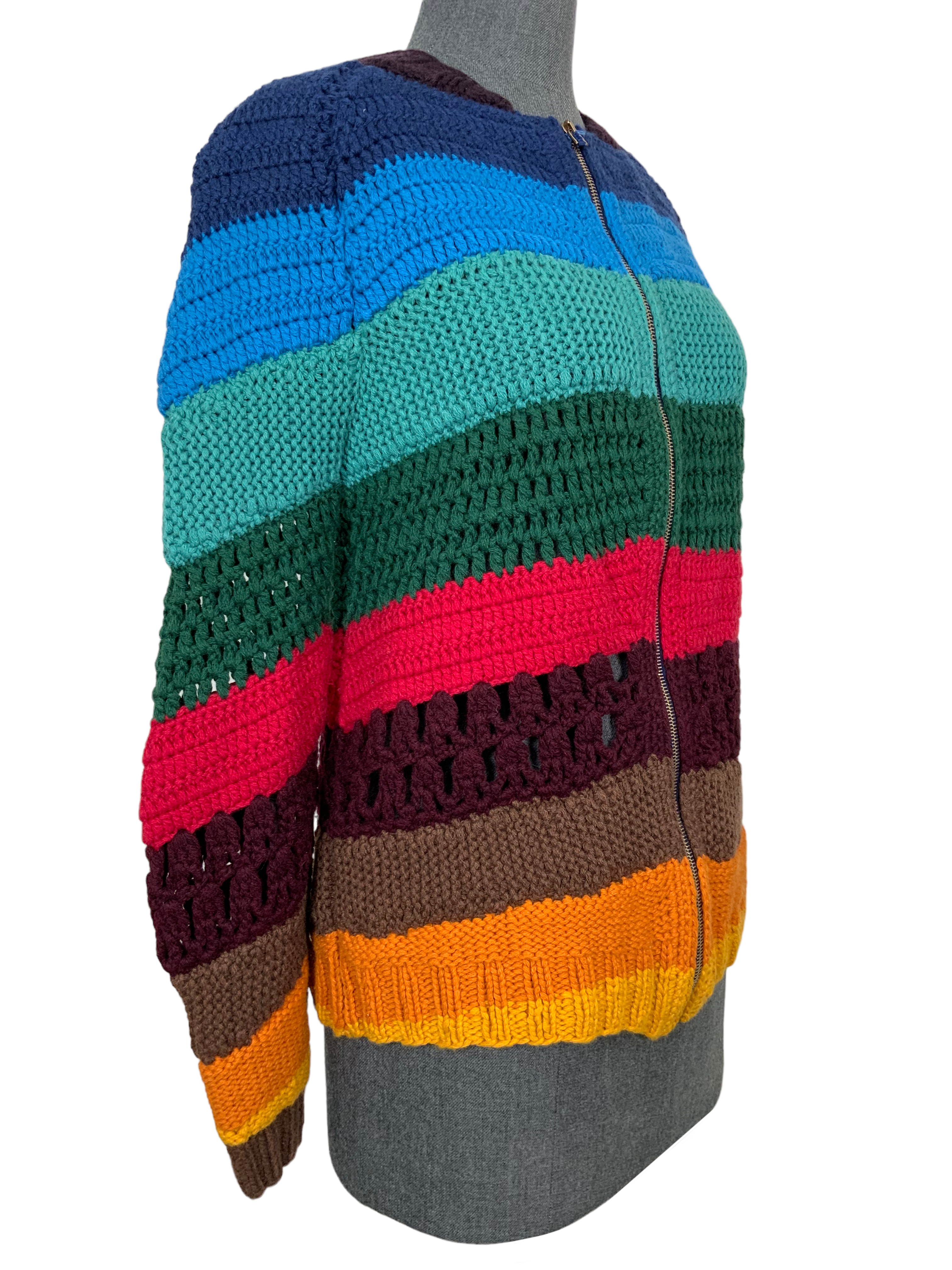 Gabriela Hearst Latifi Sweater S Size in Color-Block Crocheted Cashmere