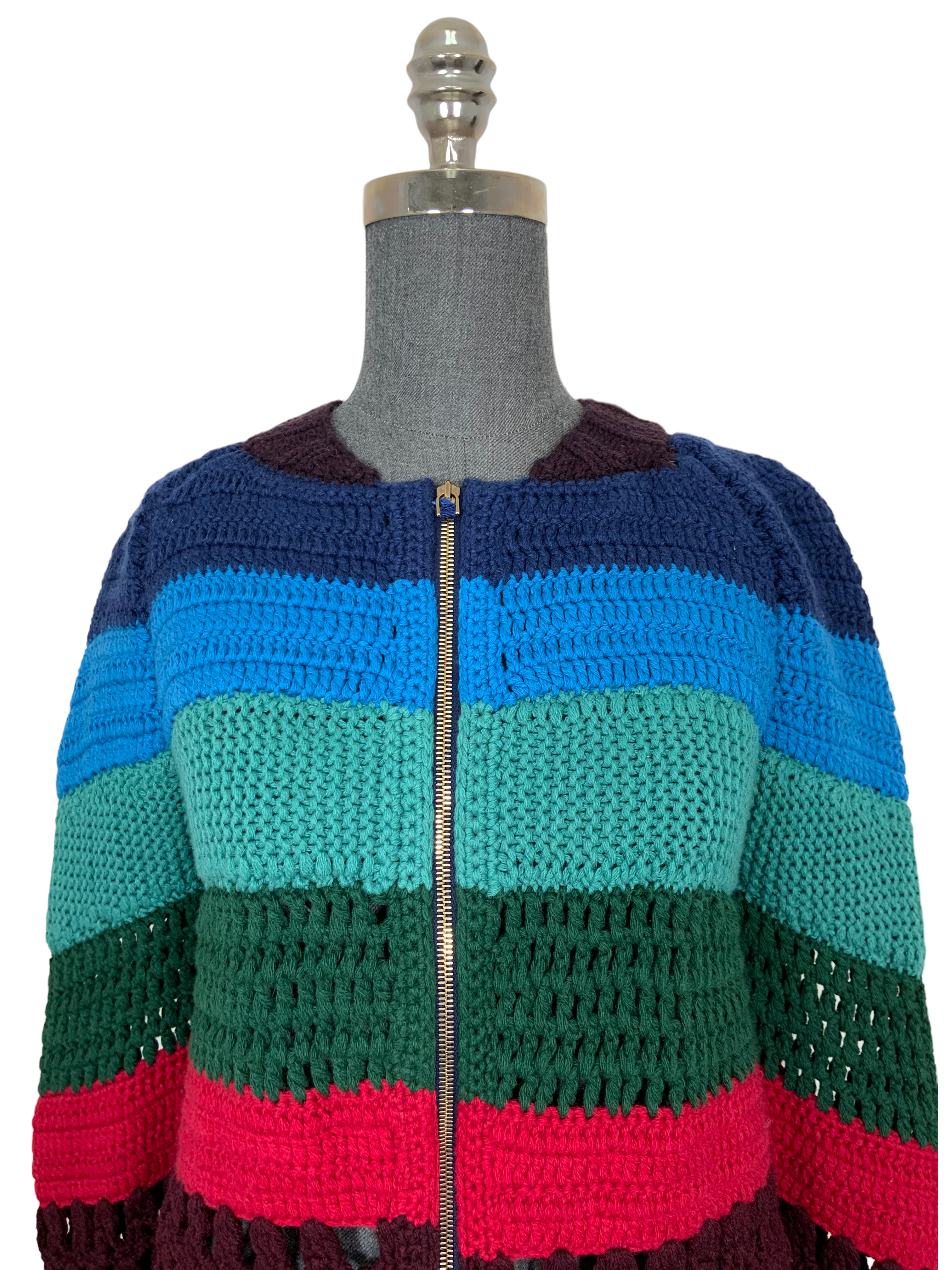 Gabriela Hearst Latifi Sweater S Size in Color-Block Crocheted Cashmere