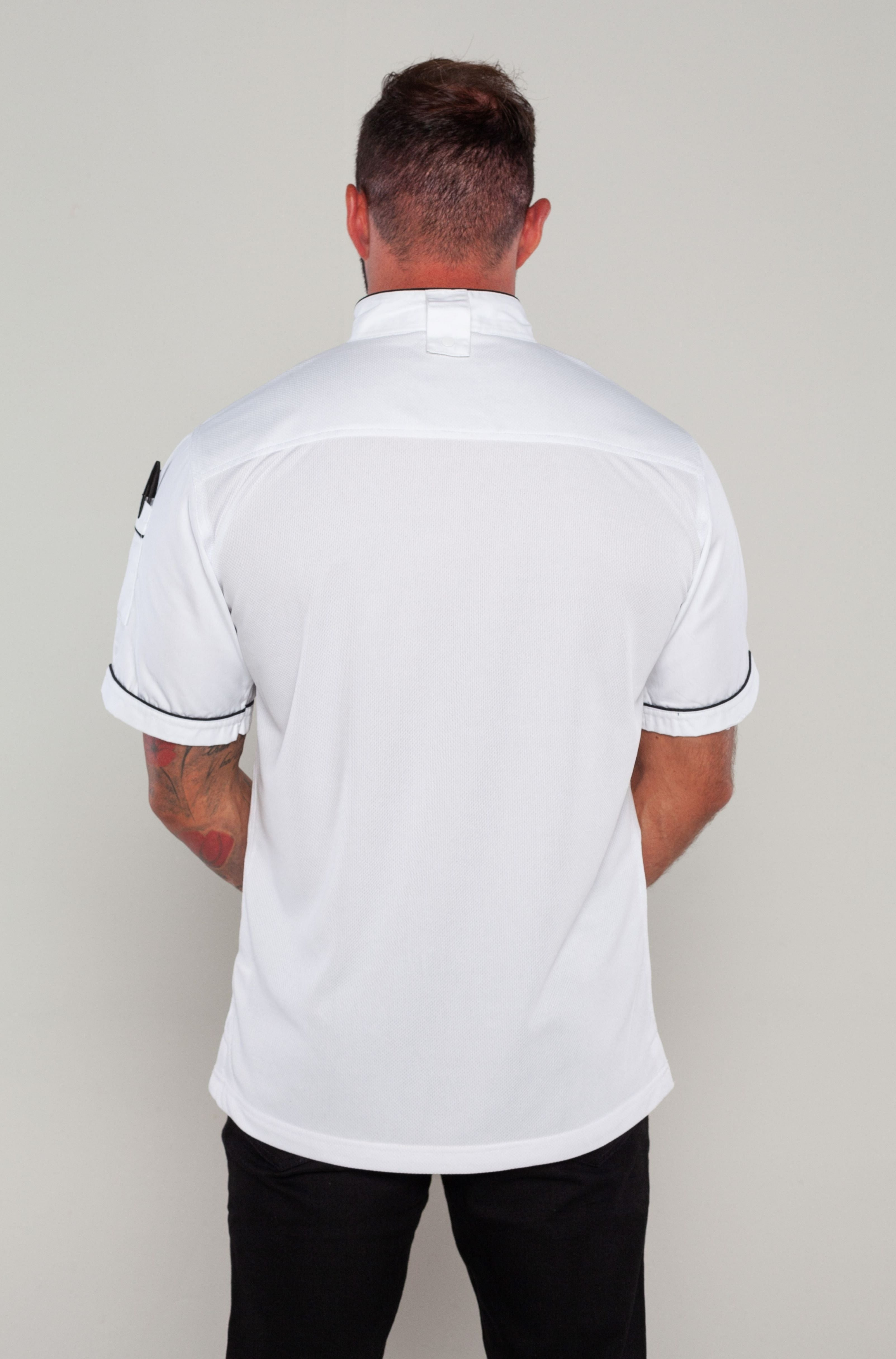 Gazi Chef Jacket White Black Trim Coolvent