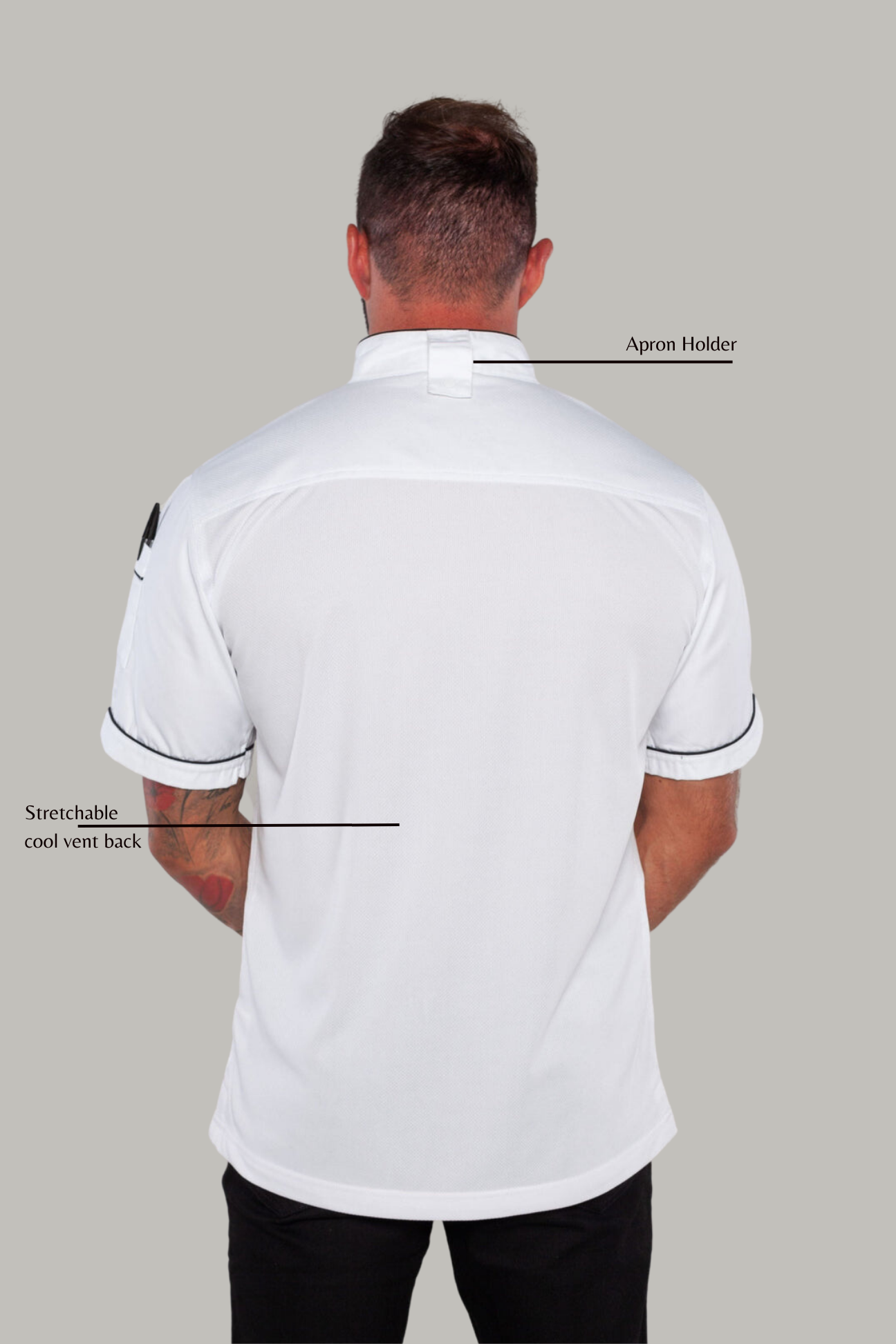 Gazi Chef Jacket White Black Trim Coolvent