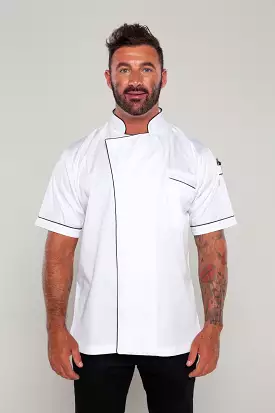 Gazi Chef Jacket - White Black Trim Coolvent.