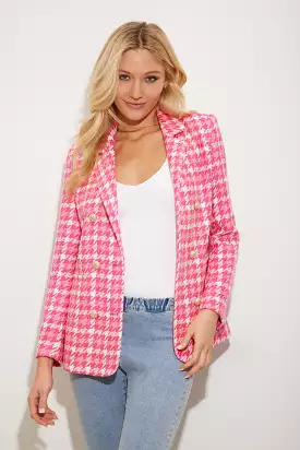 Generation Love Abby Tweed Blazer in Hot Pink Houndstooth - Shop Now!