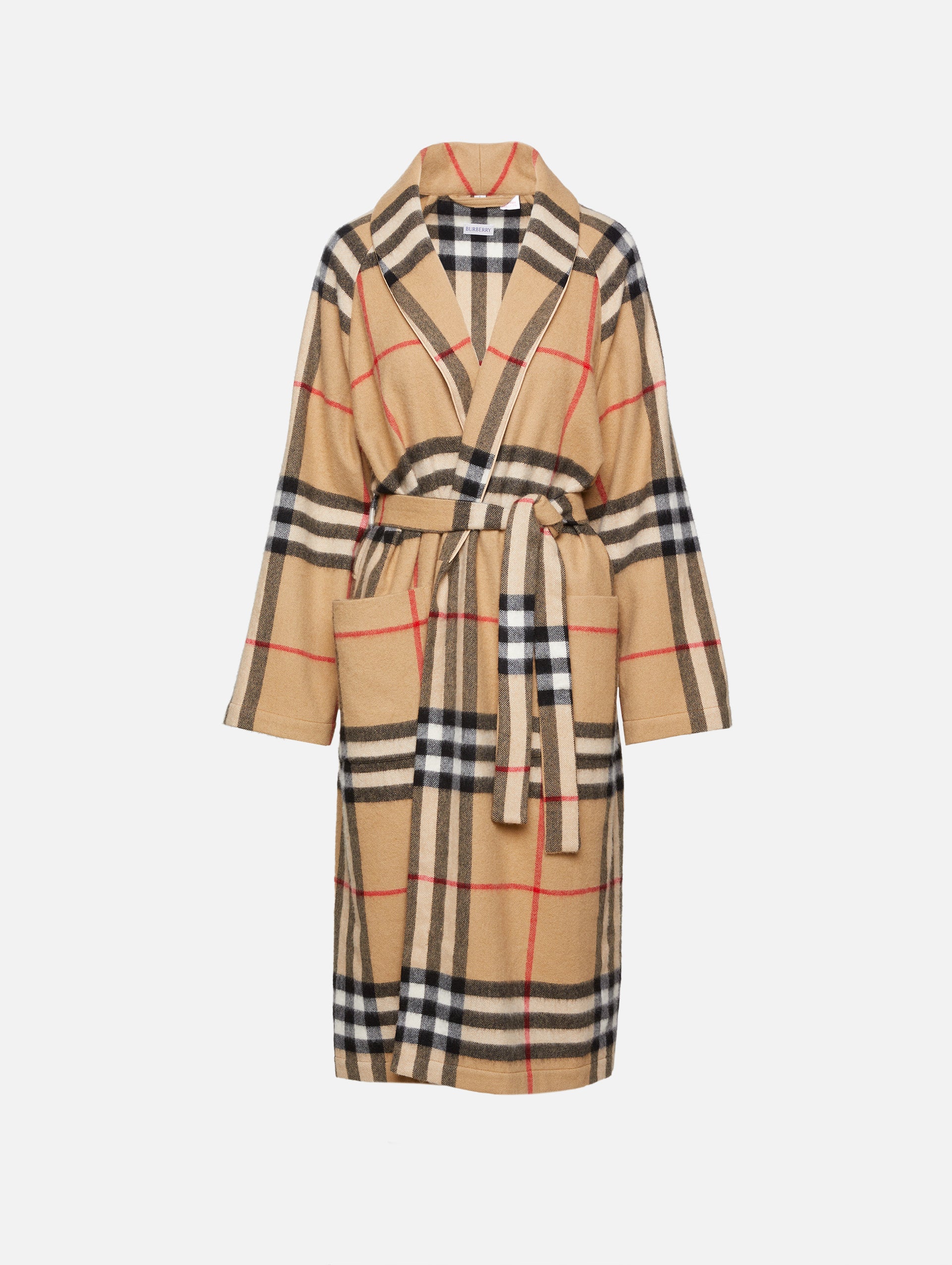 Giant Check Cashmere Robe - Cashmere robe with oversized check pattern.