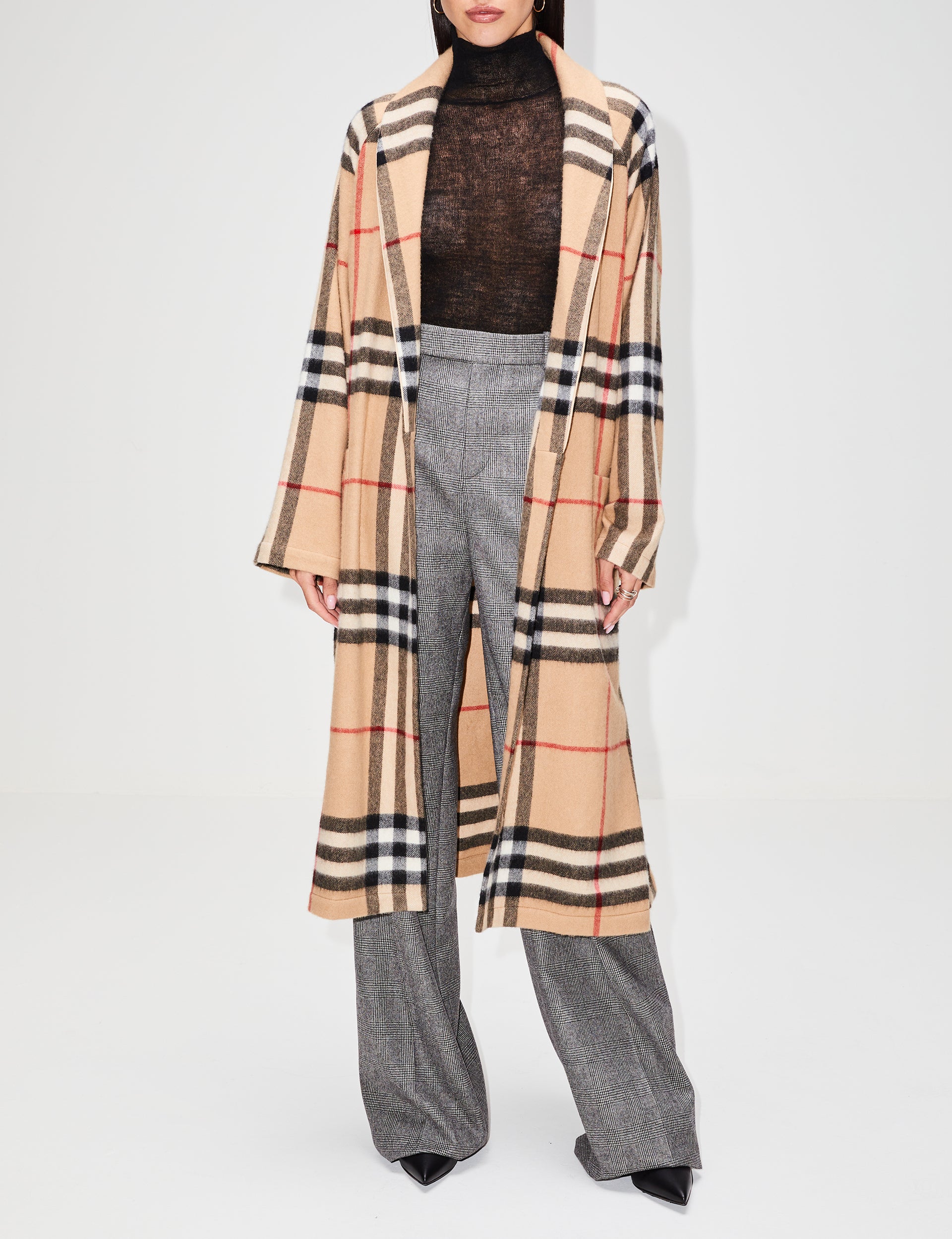 Giant Check Cashmere Robe - Cashmere robe with oversized check pattern.