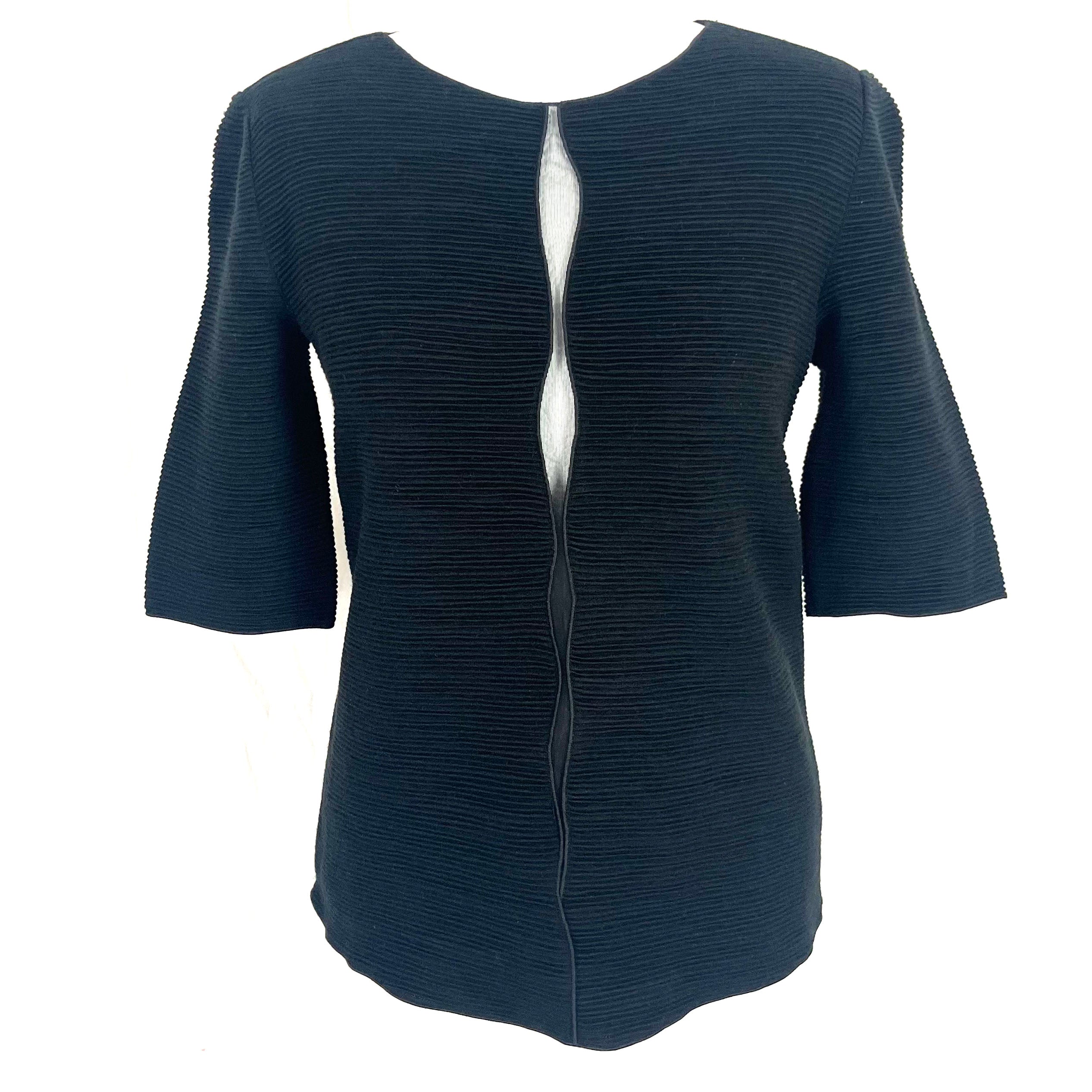 Giorgio Armani Black Ribbed Jersey Top M