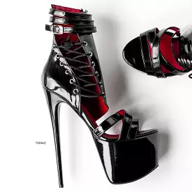 Glossy Side Lace High Heels