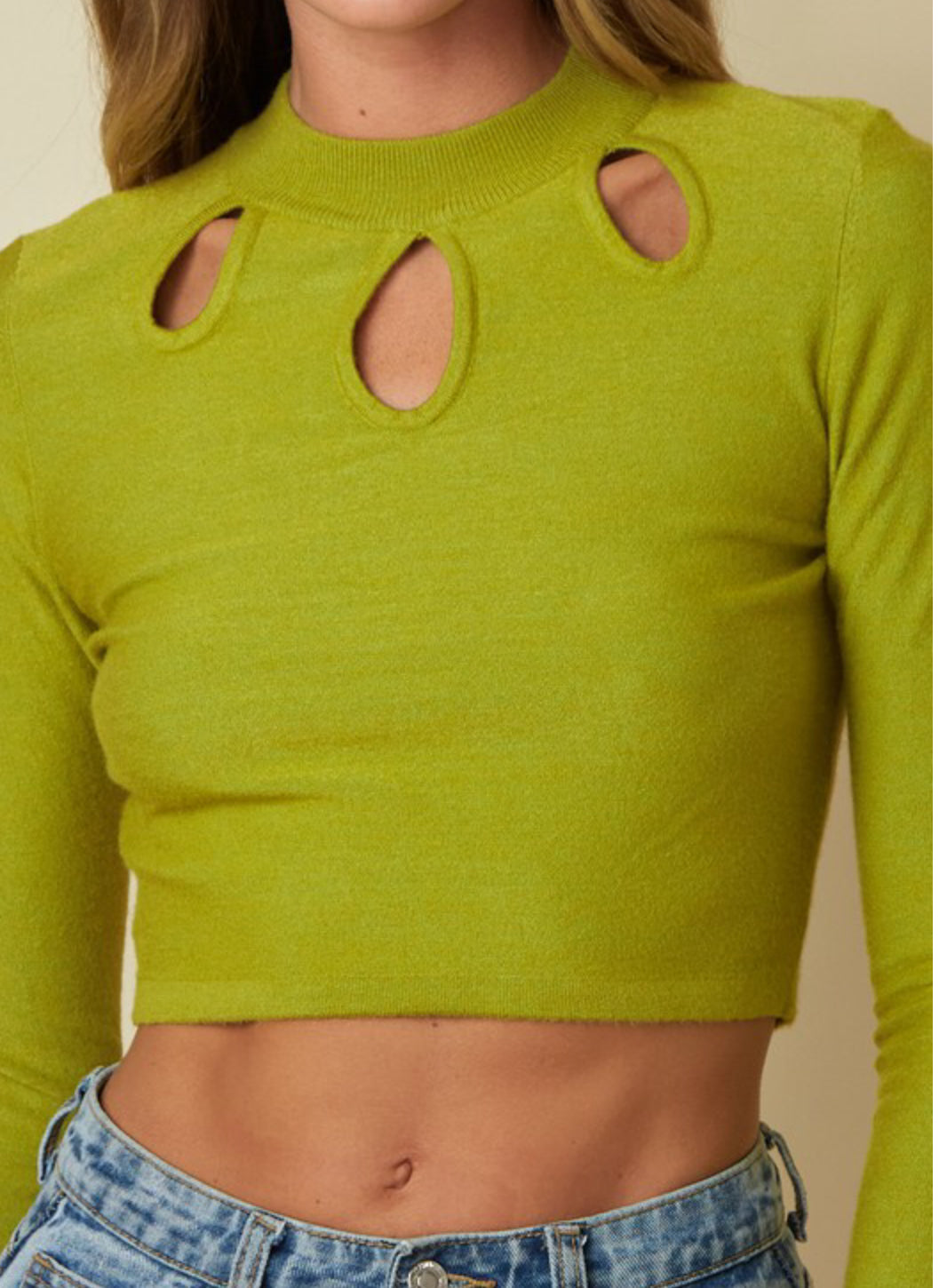 Grace chartreuse cropped sweater