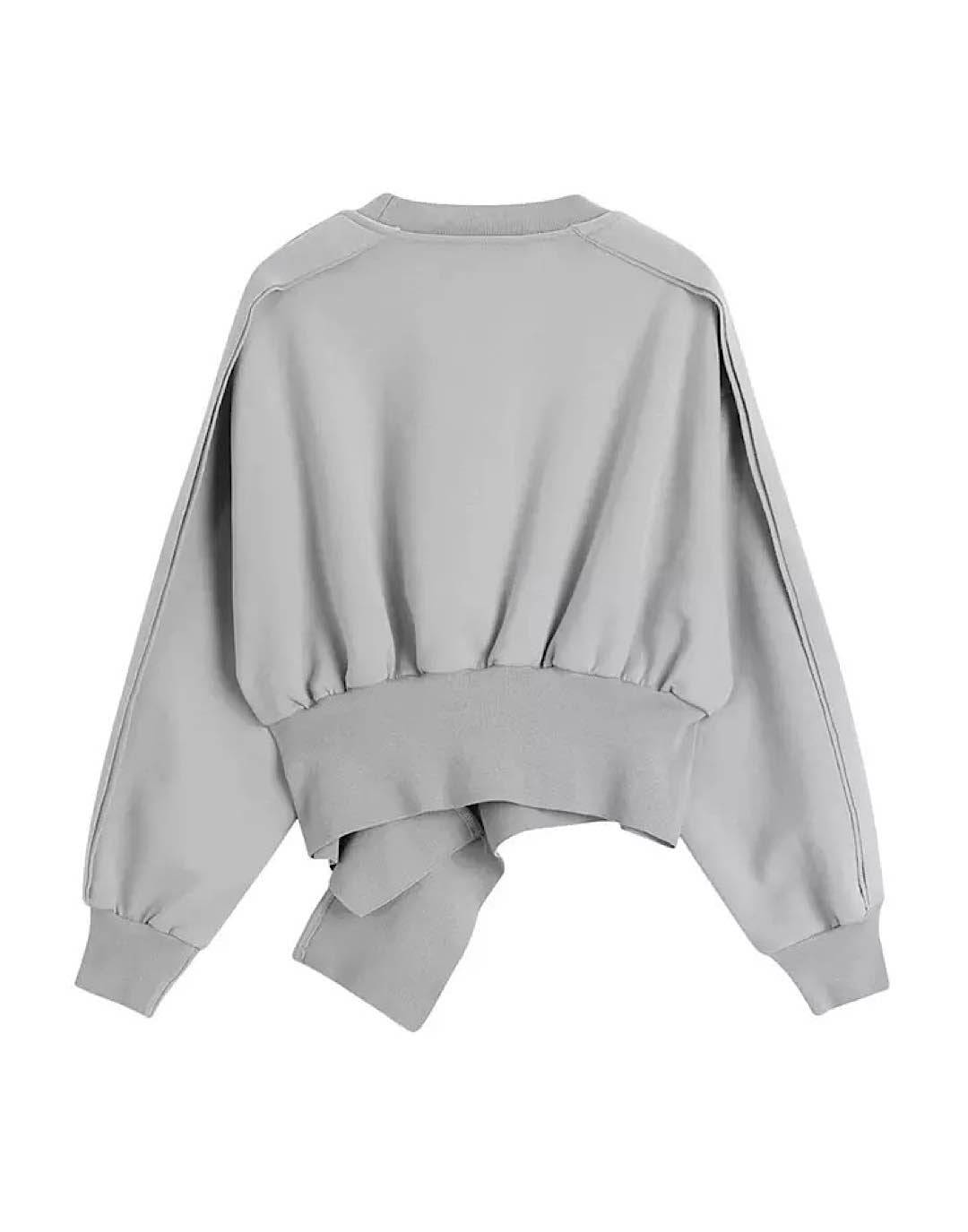 Gray Oversized Asymmetrical Knit Sweater.