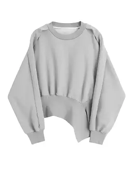 Gray Oversized Asymmetrical Knit Sweater.