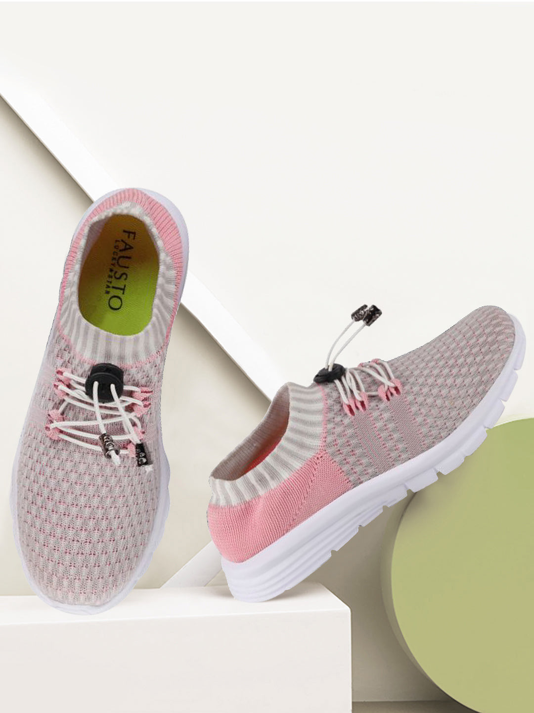 Grey/Pink Women's Lace-Up Outdoor Running Shoes