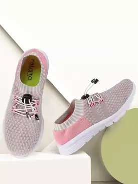 Grey/Pink Women's Lace-Up Outdoor Running Shoes