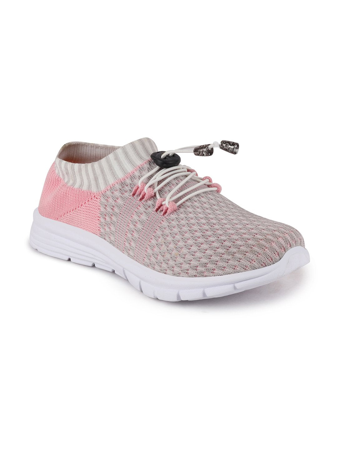 Grey/Pink Women's Lace-Up Outdoor Running Shoes