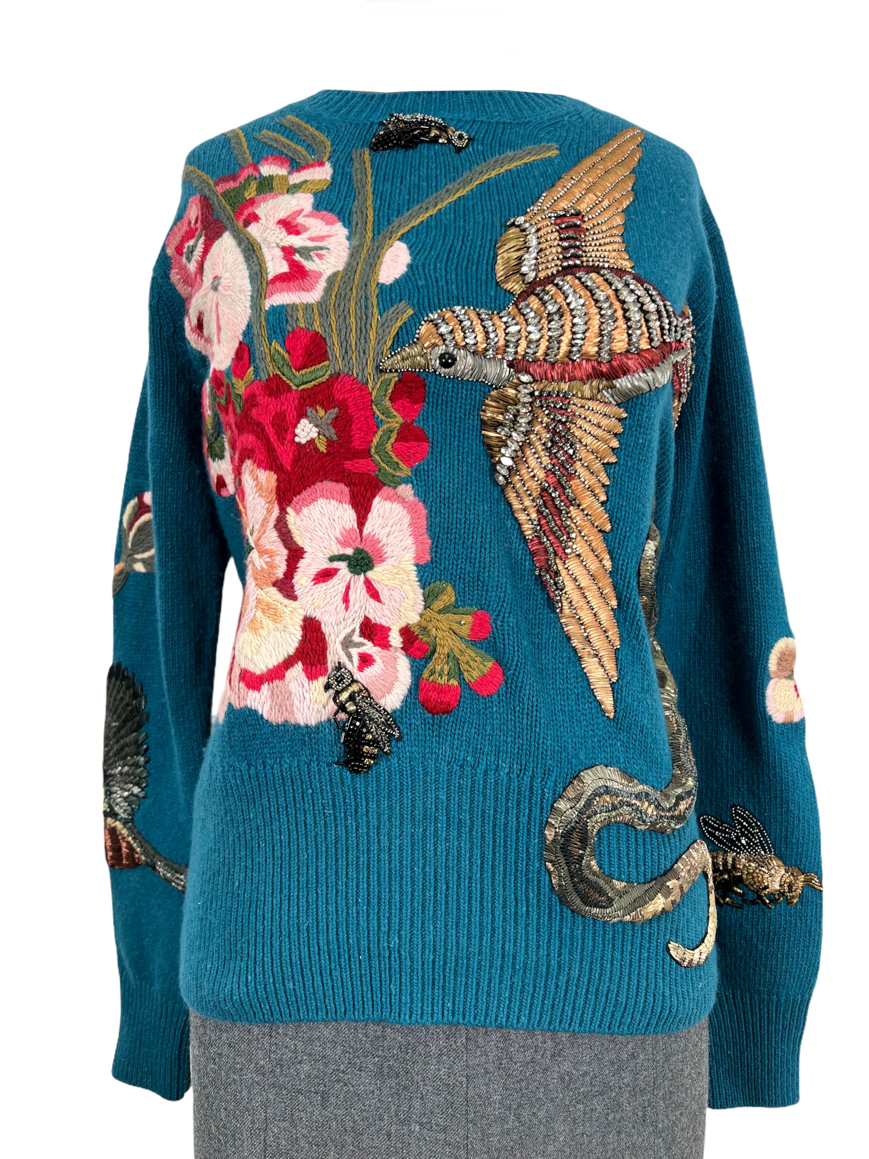 Gucci Wool Sweater M Size Embroidered Embellished.