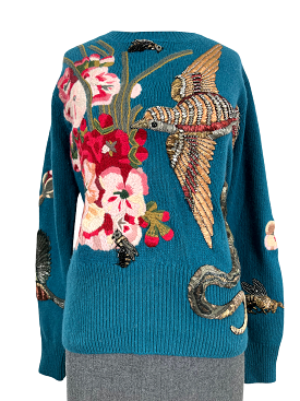 Gucci Wool Sweater M Size Embroidered Embellished.