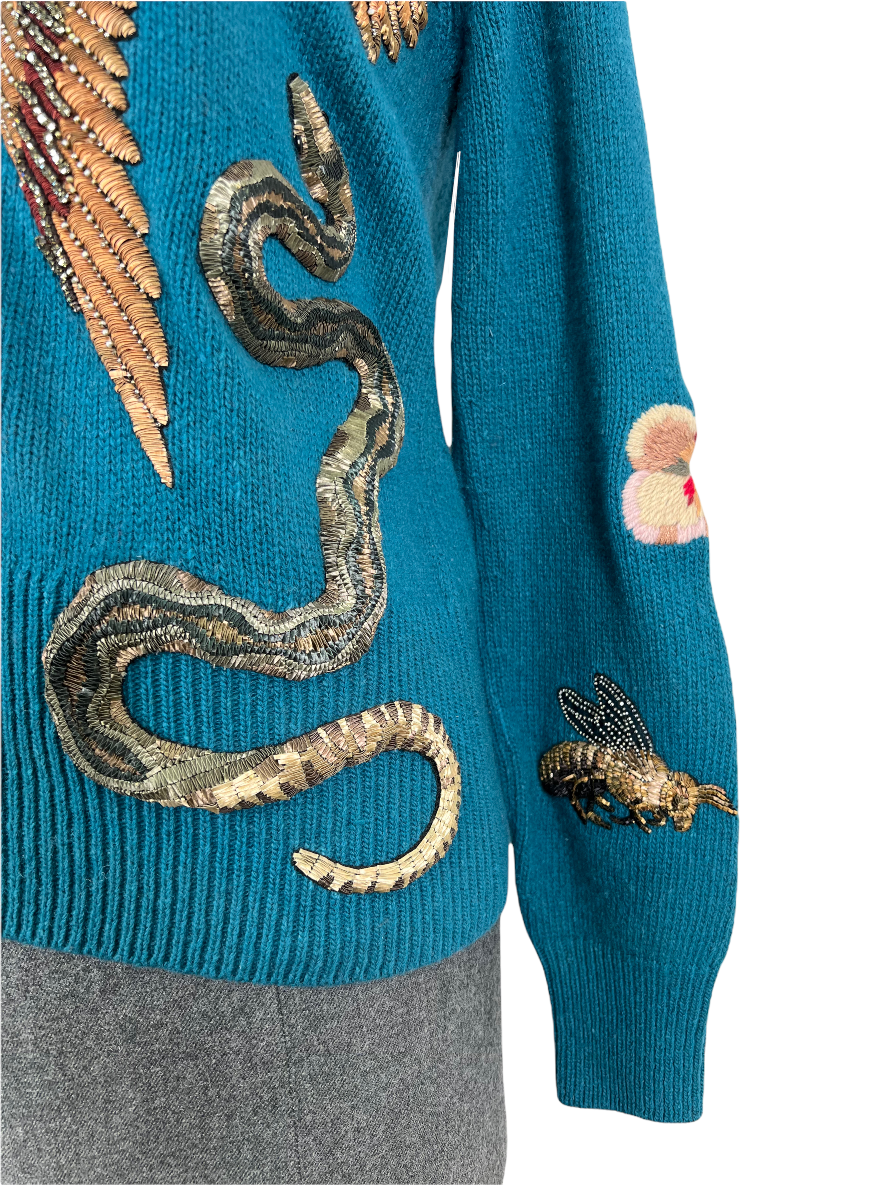 Gucci Wool Sweater M Size Embroidered Embellished.