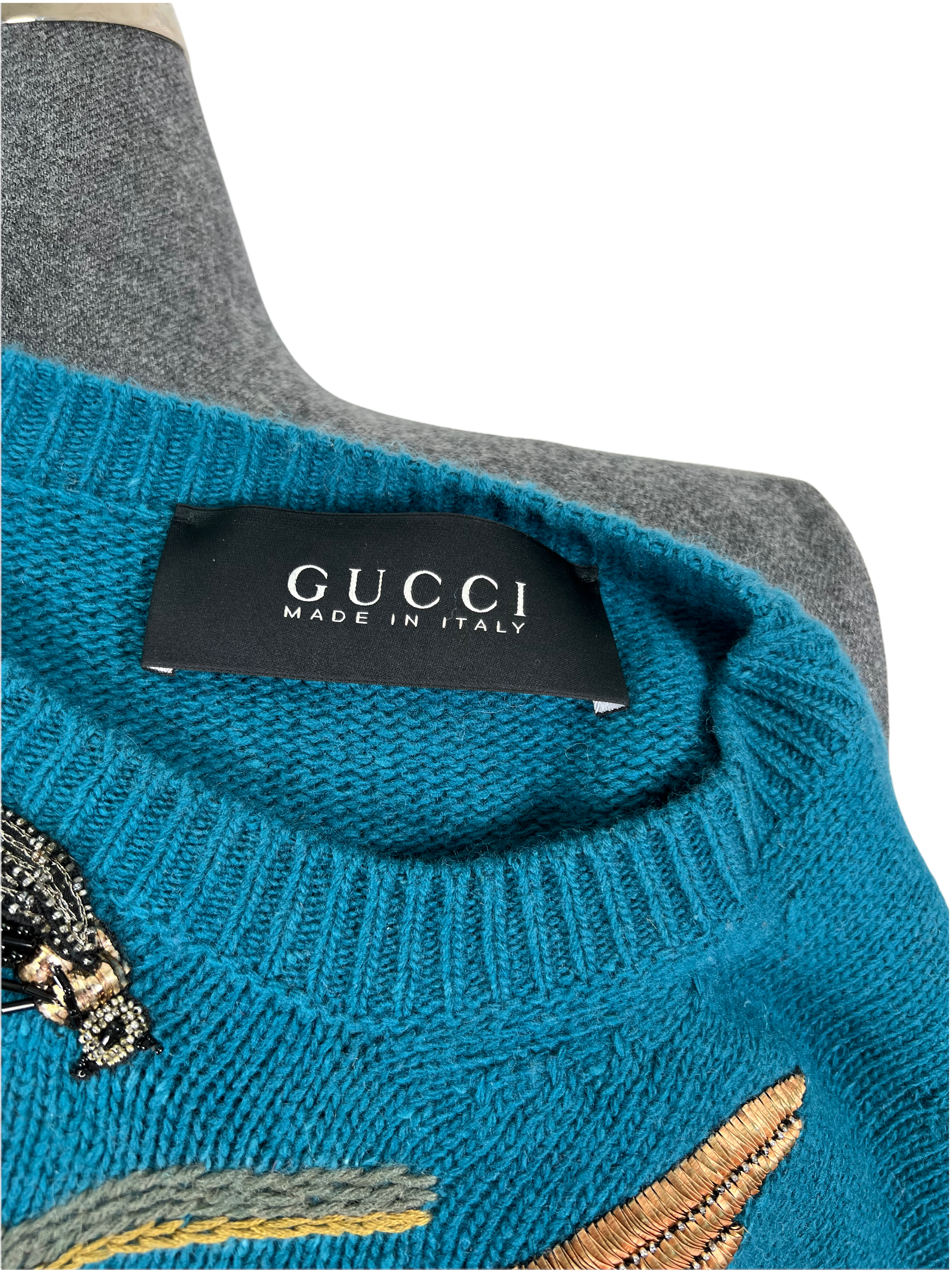 Gucci Wool Sweater M Size Embroidered Embellished.