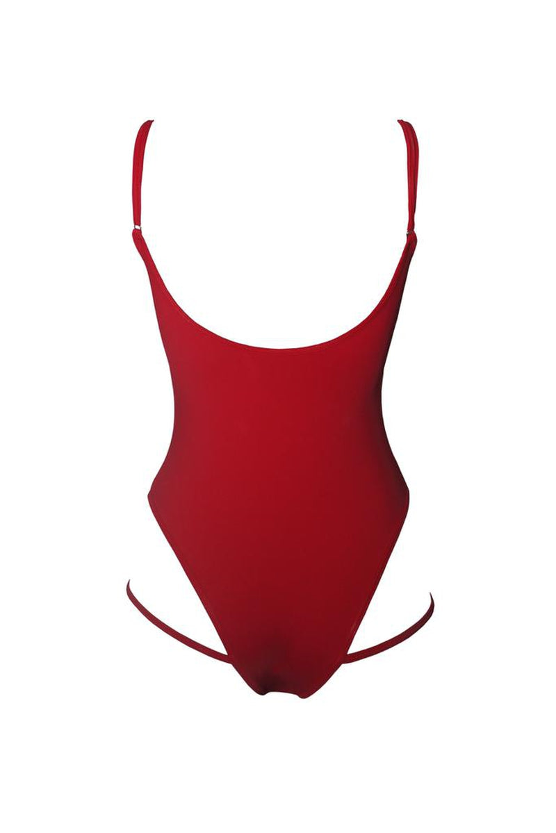 Hamade Activewear Red Hollow Front Bodysuit