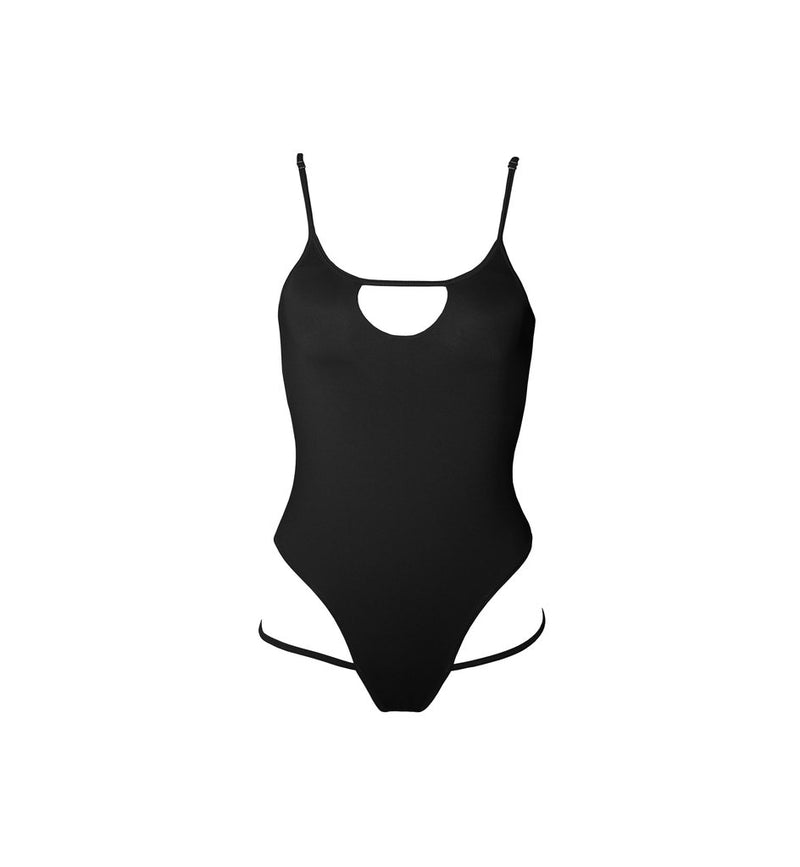 Hamade Hollow Front Bodysuit - Black