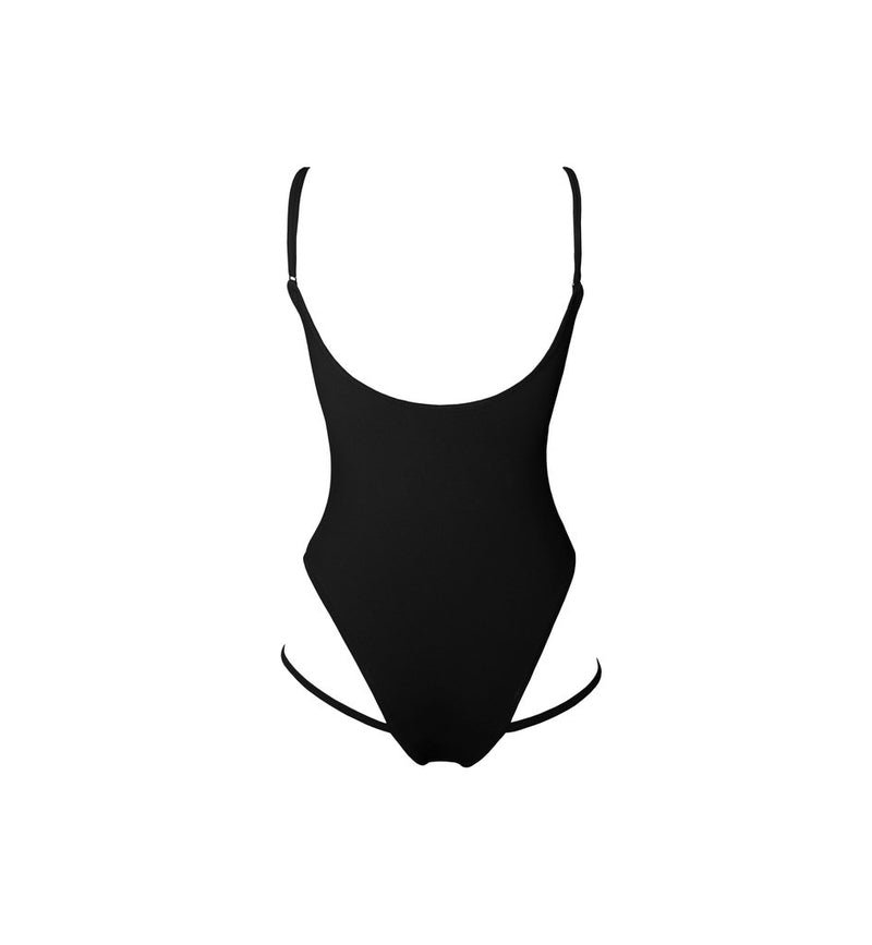 Hamade Hollow Front Bodysuit - Black