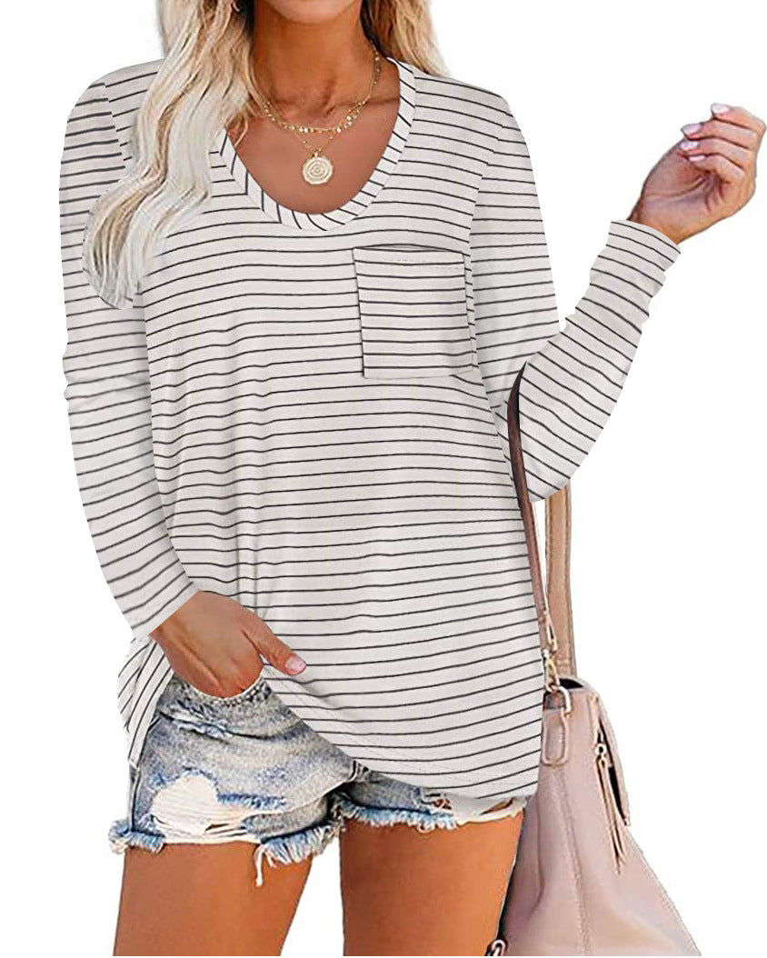 Haute Edition Long Sleeve Heather Pocket Scoop Neck Tunic Top