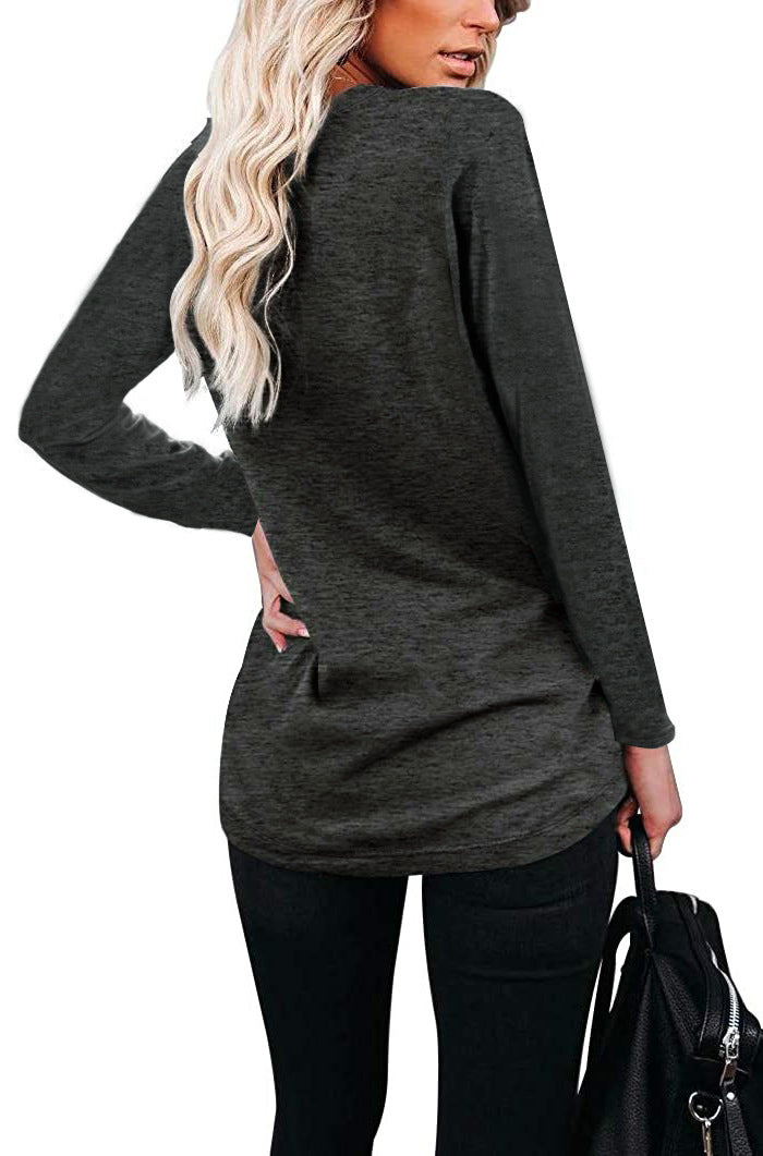 Haute Edition Long Sleeve Heather Pocket Scoop Neck Tunic Top