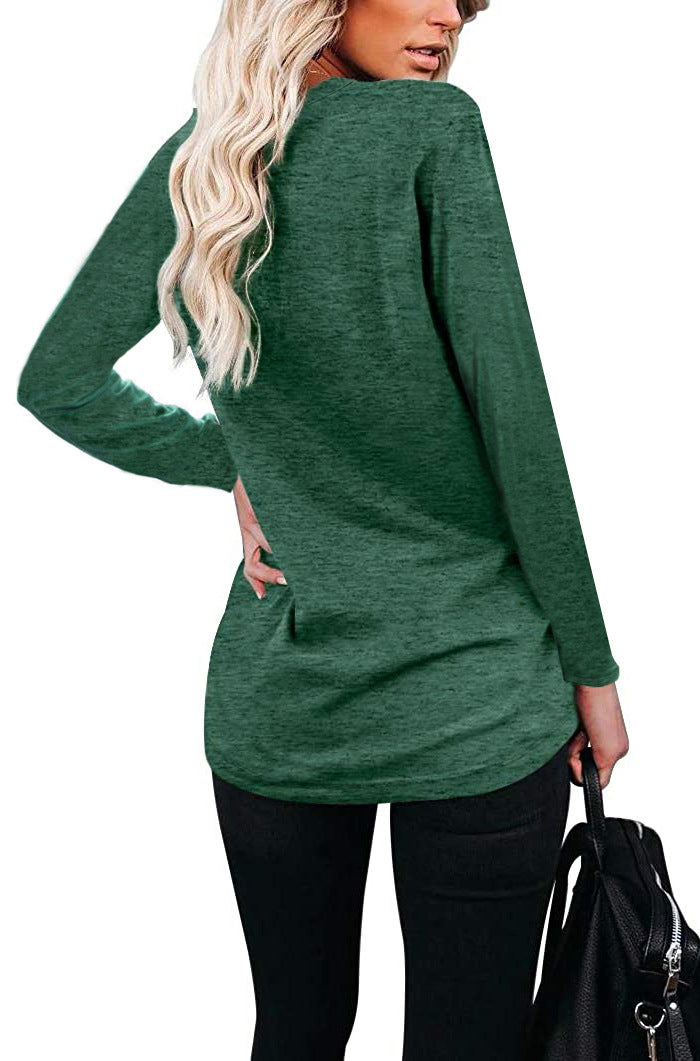 Haute Edition Long Sleeve Heather Pocket Scoop Neck Tunic Top