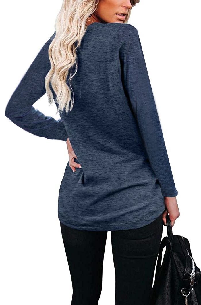 Haute Edition Long Sleeve Heather Pocket Scoop Neck Tunic Top