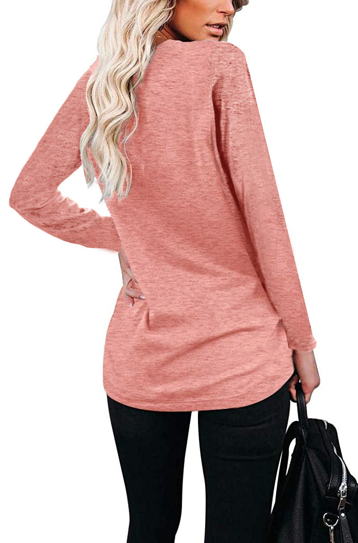 Haute Edition Long Sleeve Heather Pocket Scoop Neck Tunic Top