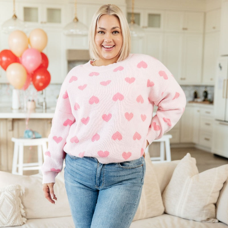 Heart Pink Sweater with Sleeves