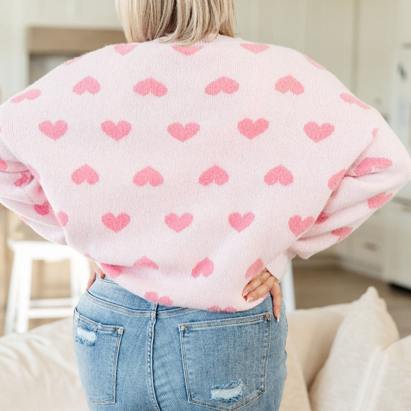 Heart Pink Sweater with Sleeves