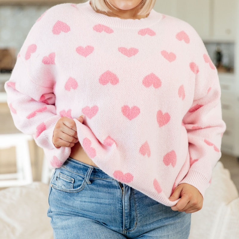 Heart Pink Sweater with Sleeves