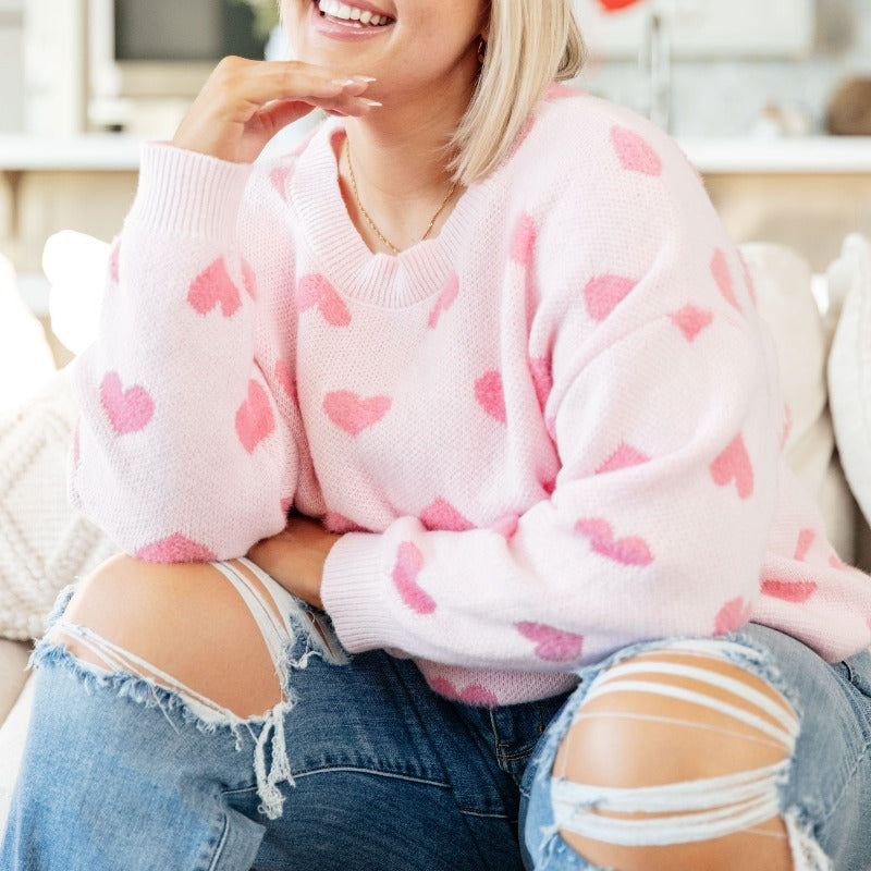 Heart Pink Sweater with Sleeves