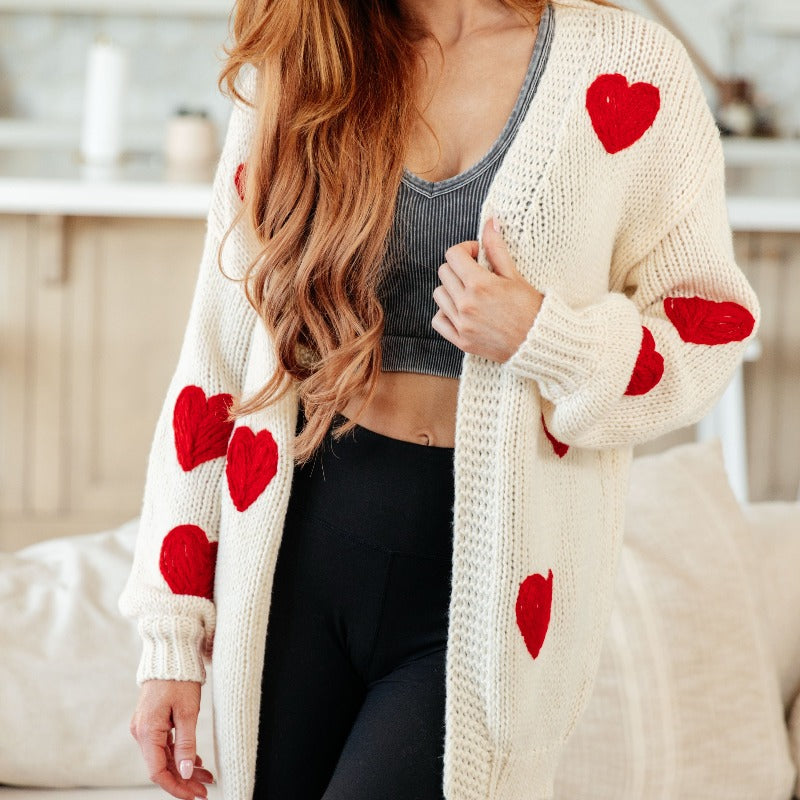 Hearts Long Cardigan Sweater