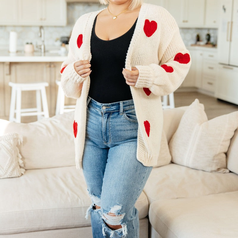 Hearts Long Cardigan Sweater