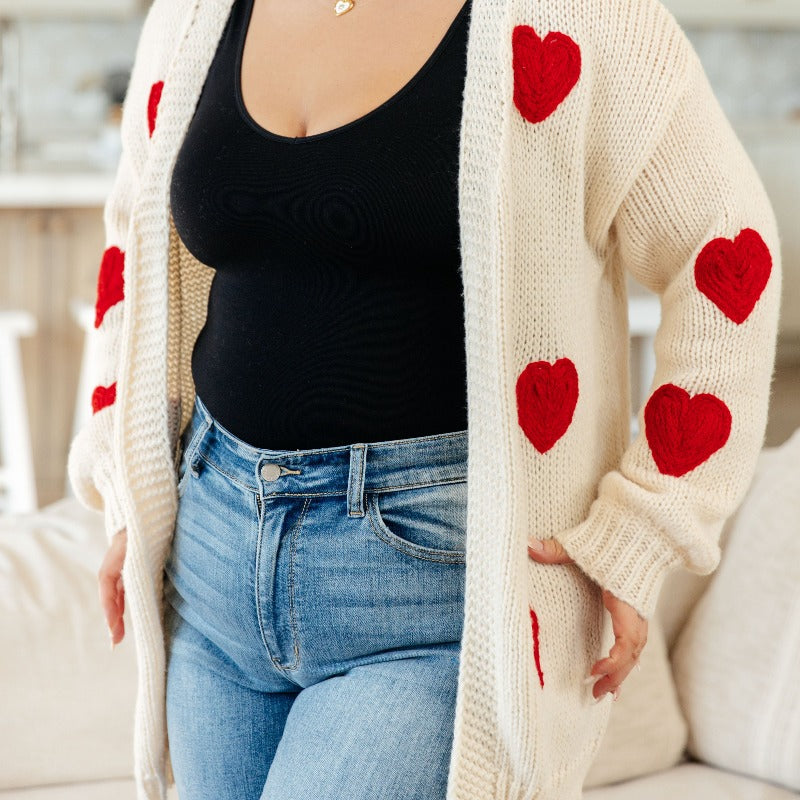 Hearts Long Cardigan Sweater