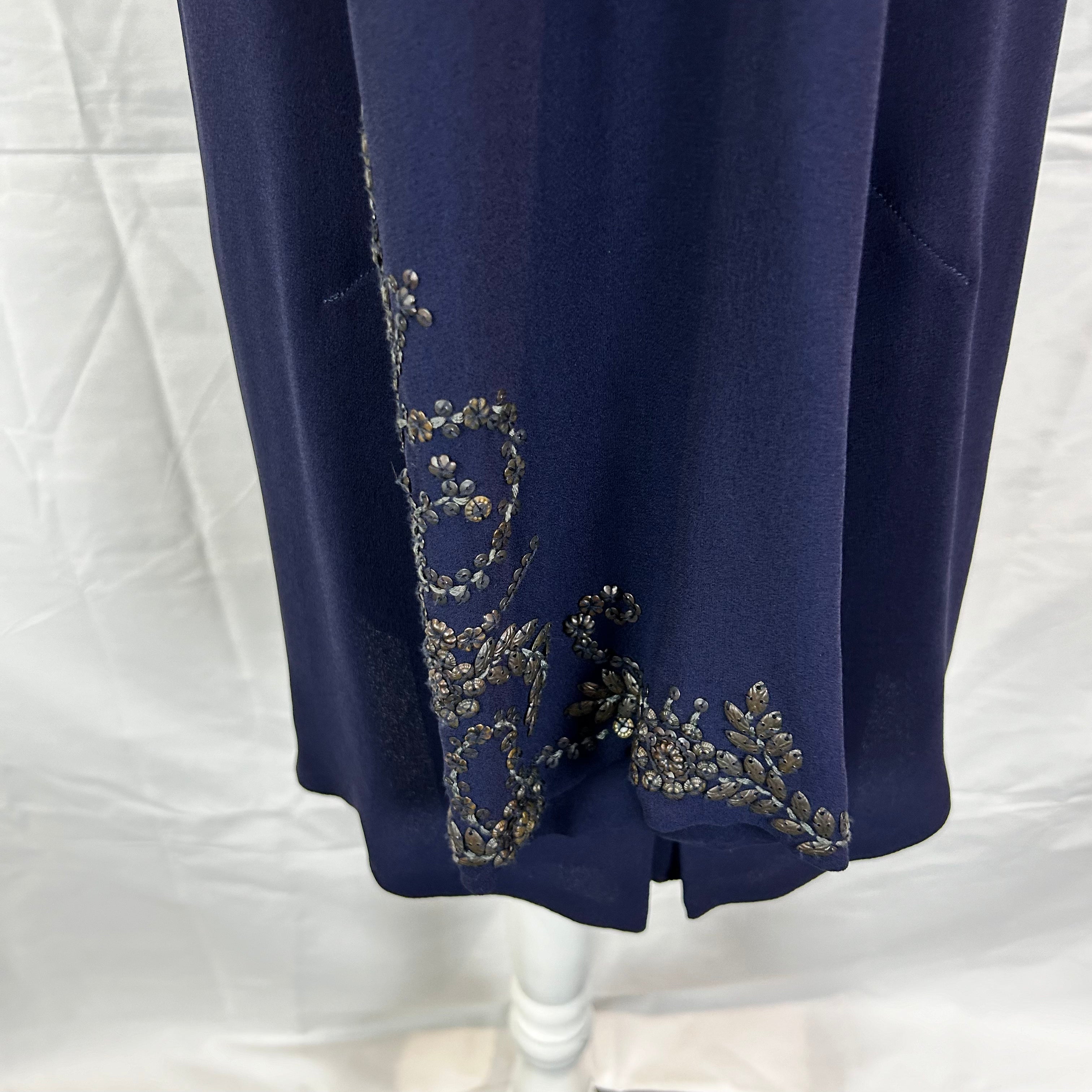 Hermes Navy Embellished Silk Chiffon Tunic Top M - Shop Now!